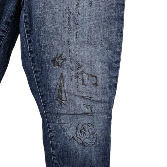 Torrid Dark Wash with Doodle Art Girlfriend Jeans - Picture 8 of 10